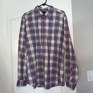 J Crew Long Sleeve Mens Button Down - Blue and Orange Plaid - XL